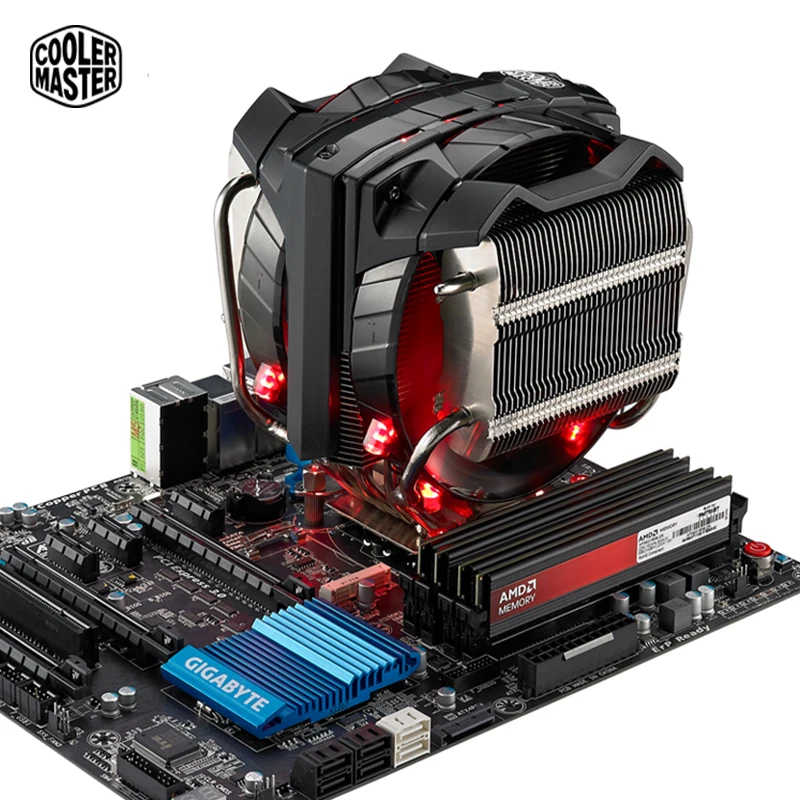 Cooler Master V8GTS кулер для процессора, 8 тепловых трубок, двойной 140 мм светодиодный вентилятор, PC радиатор для 2066 1156 AMD AM3+ 3 Tower, бесшумное охлаждение процессора