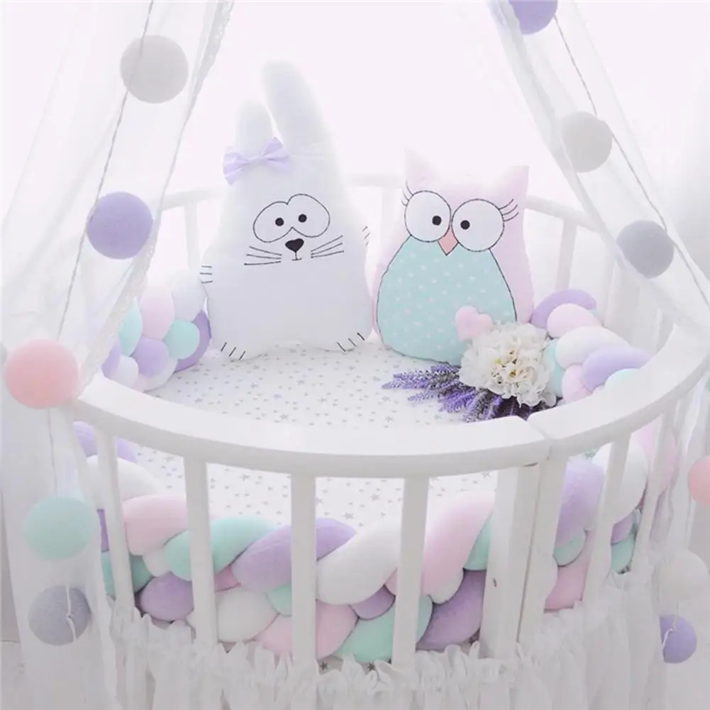 

Braided Long Knotted Ball Crib Guardrail Bumper Anti-Collision Protective Baby Bed Protector Rope
