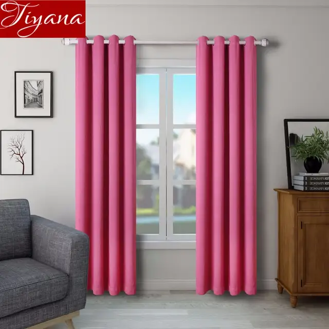 Rose Red Curtain For Living Room Solid Blackout Tulle Curtain