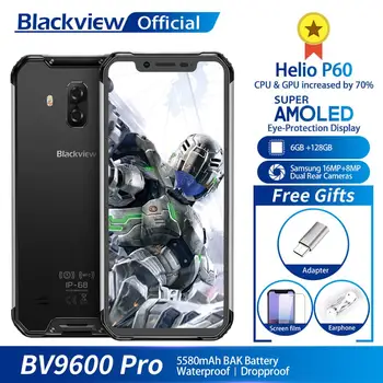 

Blackview BV9600 Pro IP68 Waterproof Mobile Phone Helio P60 6GB+128GB 6.21" 19:9 AMOLED 5580mAh Android 9.0 Rugged Smartphone