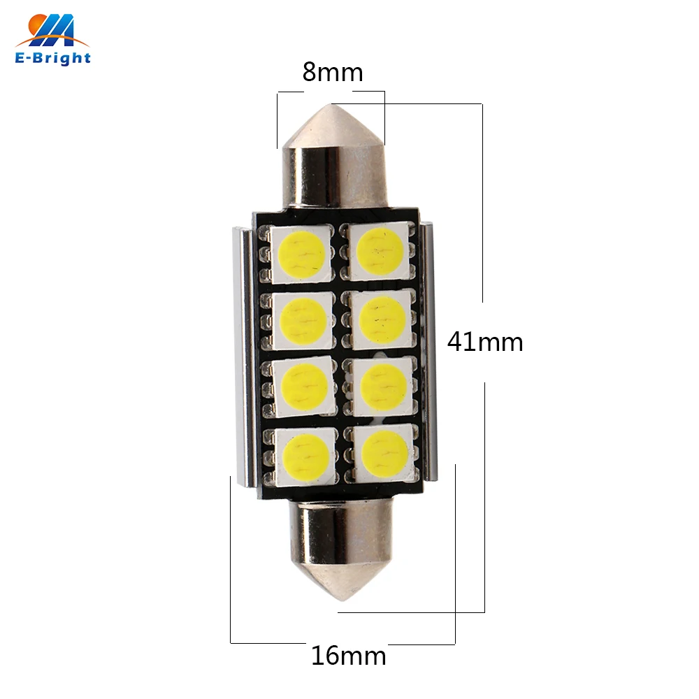 YM E-Bright 100 шт./лот C5W Can-bus 5050 8SMD гирлянда CANBUS 41 мм Автомобильный светодиодный светильник номерного знака l светильник светодиодный светильник лампы 6000K 12V