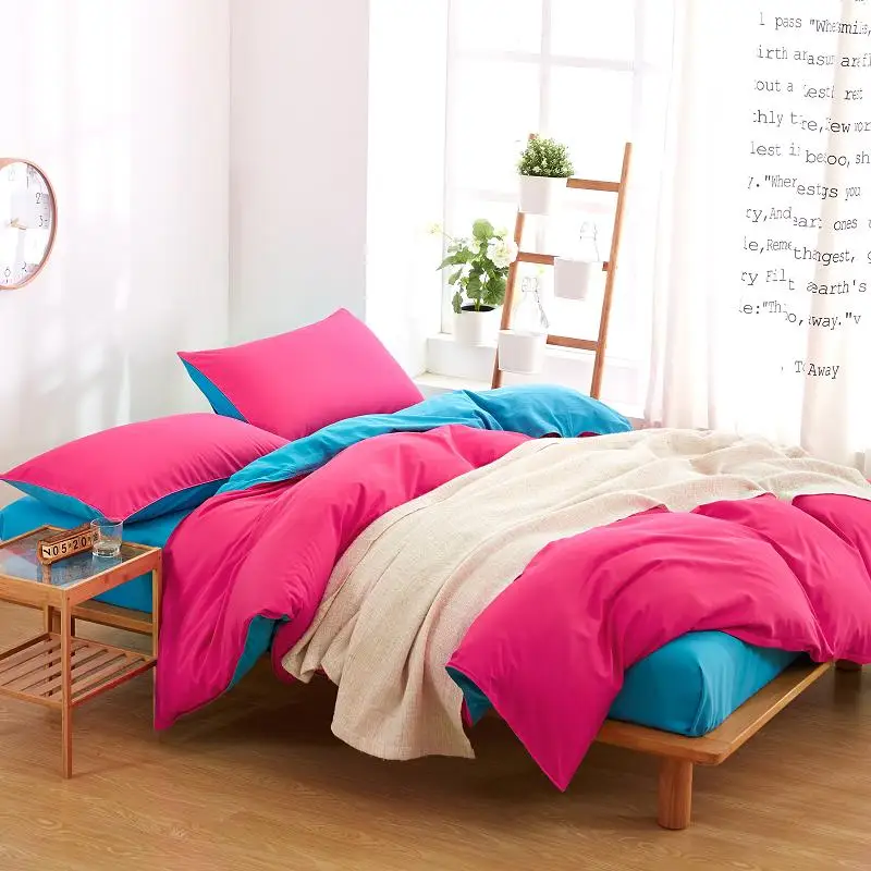 

Special custom Ru size pillowcase 70*70cm New Style Double Color Bedding Set King Queen Full Twin Duvet Cover Set flat Sheet