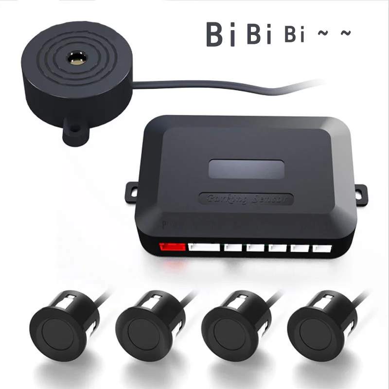 

Car Parktronic Car Parking Sensor Kit 22mm 4 Sensors Buzzer Reverse Backup Radar Sound Alert Indicator Probe Detector System