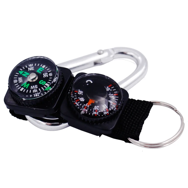 Multiuso 3 In 1 Portachiavi Con Bussola E Termometro, Mini Strumento Impermeabile Per Escursioni E Campeggio, Leggero 18g