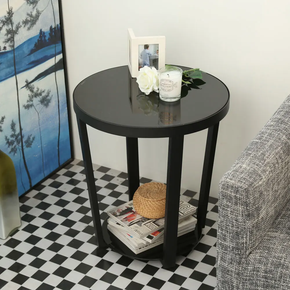 Round Glass Top End Living Room Coffee Table Coffee Tables Living Room Furniture Sofa Tables