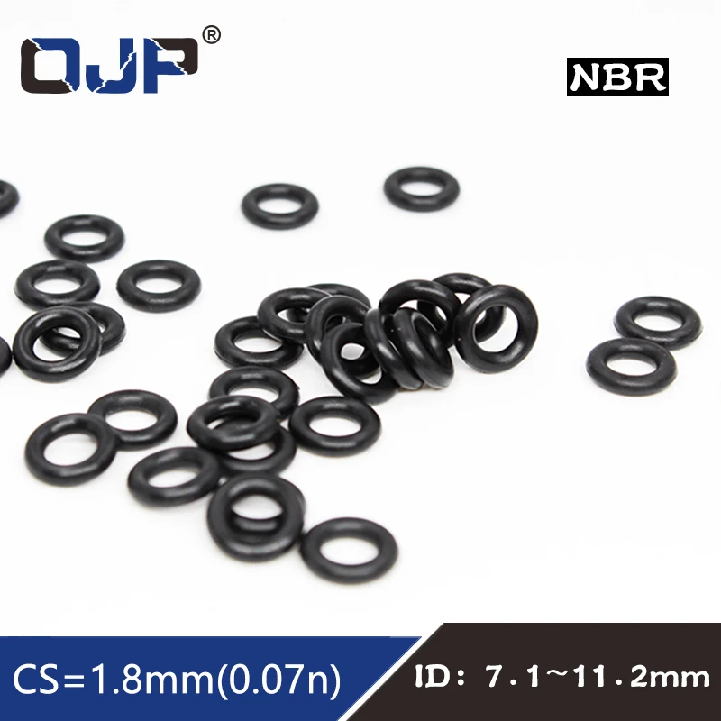 

50PCS/lot Rubber Ring NBR Sealing O-Ring 1.8mm Thickness ID7.1/7.6/8/8.5/9/9.5/10/10.6/11.2mm Nitrile O Ring Seal Gasket Washer