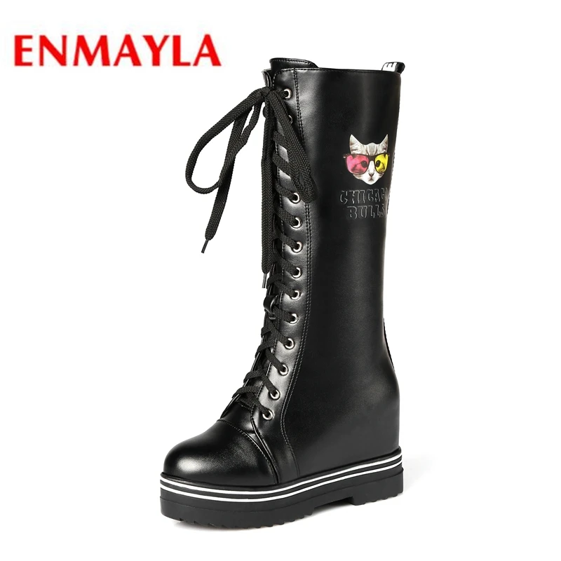 

ENMAYLA 2018 New Fashion Winter Round Toe Knee-High Basic Snow Boots Women Zapatos De Mujer Size34-40 LY077
