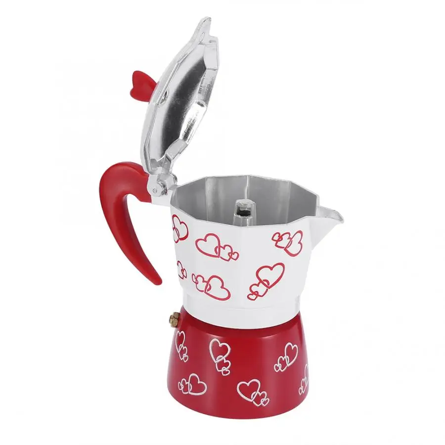 6 чашек 300 мл кофейник Moka Pot Кофеварка красное сердце Печатный алюминиевый сплав