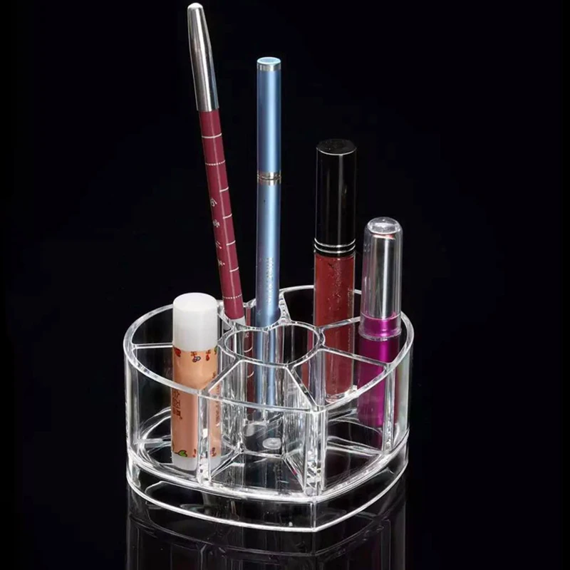 

Acrylic Heart-shaped Storage Case Transparent Makeup Pen Brushes Box Container Manicure Nail Desktop Tool For Birthday Gift