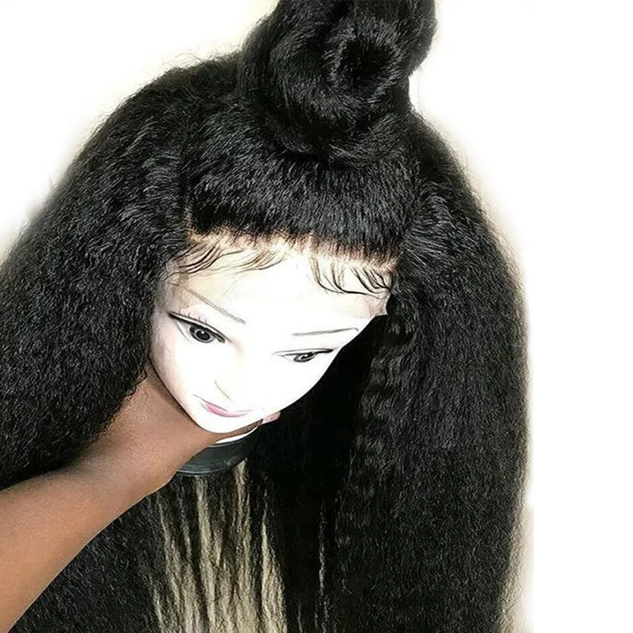

ALICE Kinky Straight Lace Front Human Hair Wigs With Baby Hair 13*4 Front Remy Hair Glueless Human Hair Wig Yaki For Black Woman