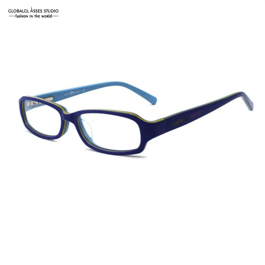 Высококачественные овальные ацетатные очки для детей, оправа озорного мальчика, синий цвет, весенние шарниры, близорукость, оптические очки 8010-C9