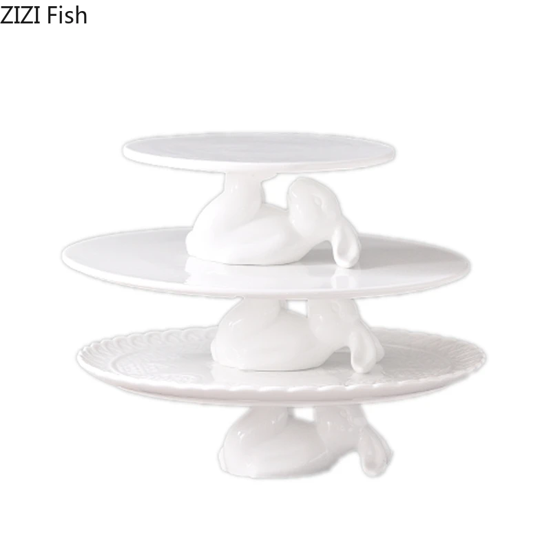Rabbit Shape Ceramics Cake Tray Wedding Party Dessert Display Stand Fondant Cake Decorating Tools Home Decorating Tools