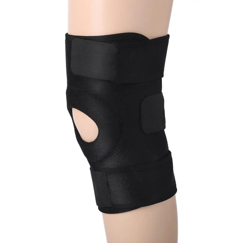 

Posture Corrector Black Knee Pad Breathable Knee Support Braces Adjustable Hook and Loop Straps Compression Sleeve Hole Kneepad