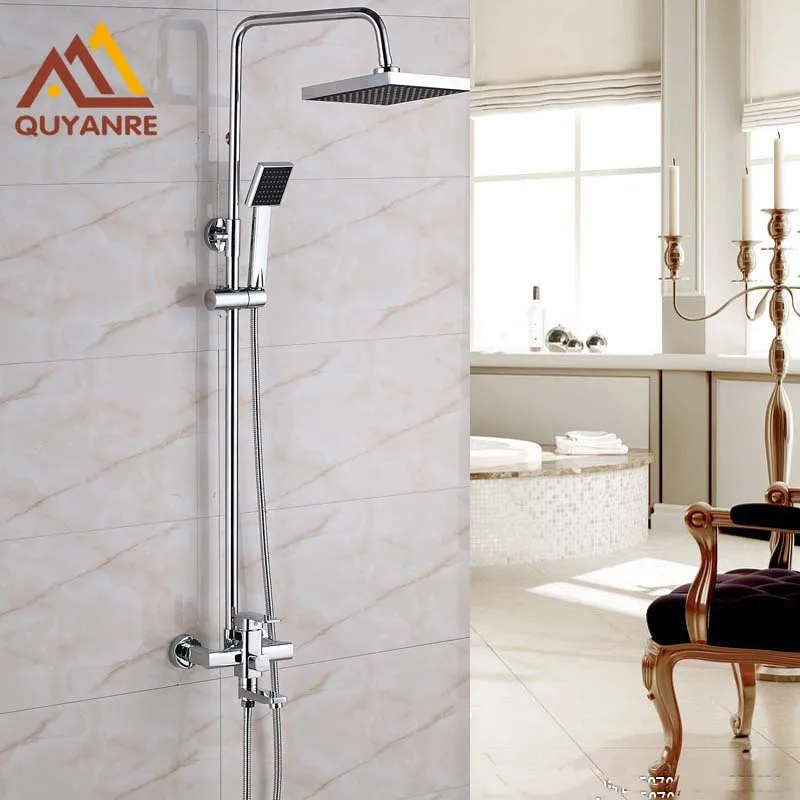 

Bright Chrome Bathroom Mixer Tap ABS Showerhead and Plastic Handshower with Tub Filler Shower Faucet