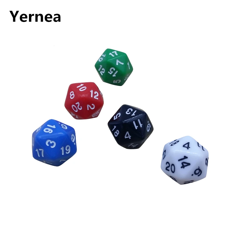 

10Pcs/Lot D20 Digital Dice Twenty-surface Solid Color Polyhedron RPG Dice Dungeons and Dragons Game Dice Set Wholesale Yernea