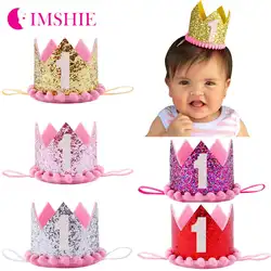 Детские 1st Корона именинника повязка на голову корона принцессы ободок для детей день рождения Аксессуары