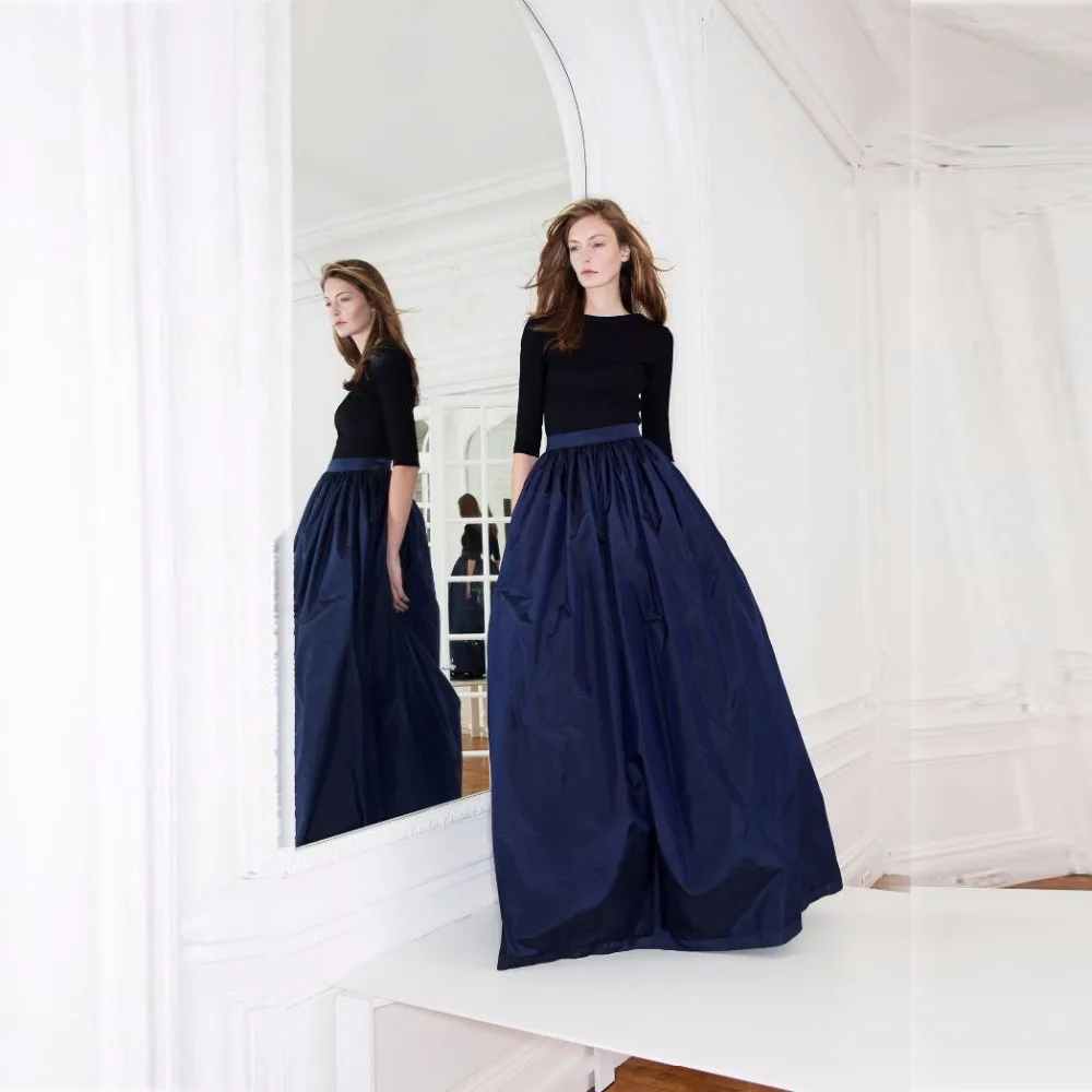 navy blue maxi skirt outfit