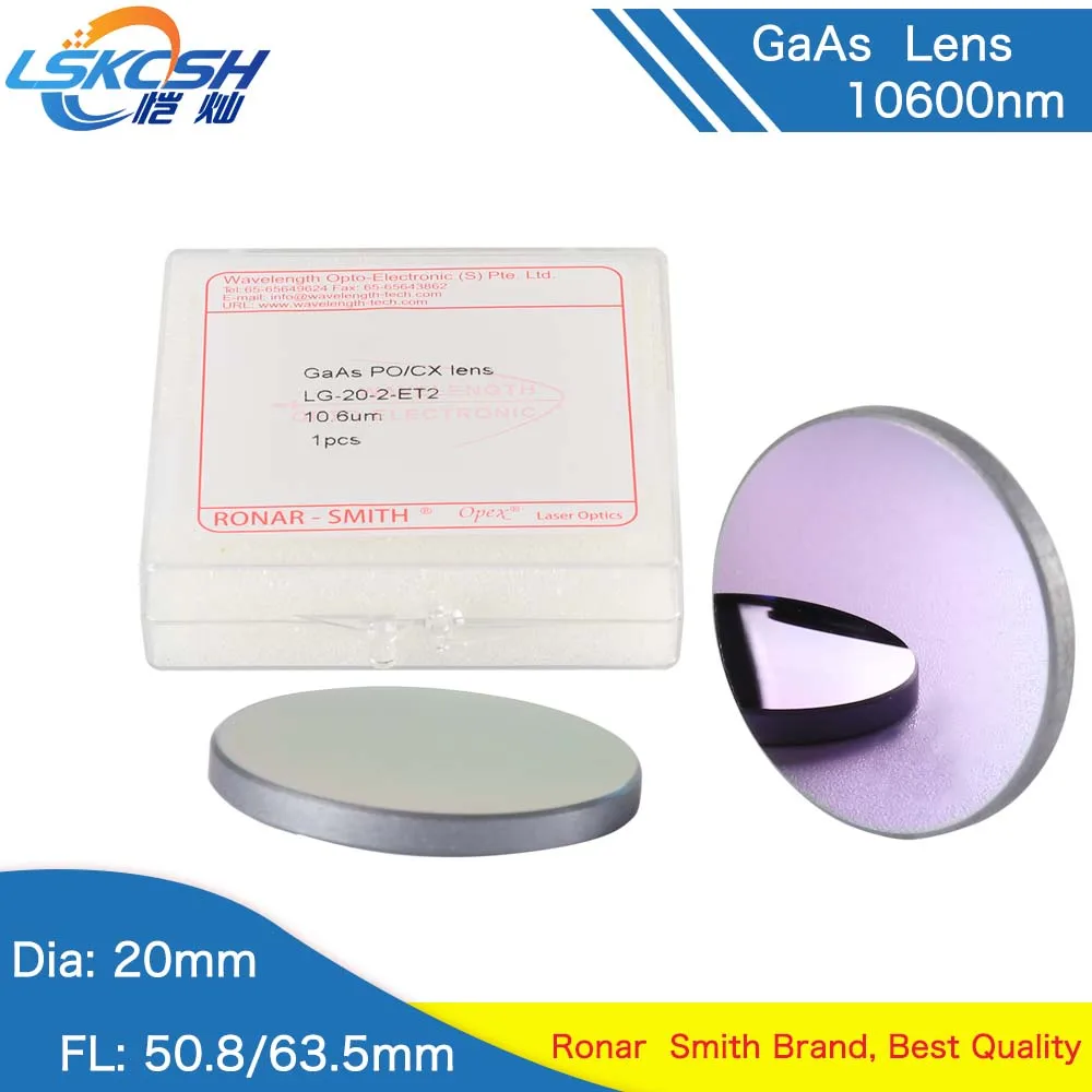 

LSKCSH Top quality Ronar Smith GaAs Lens Focus Lens D20 F50.8/63.5mm For Co2 Laser Engraving Cutting Machine Parts