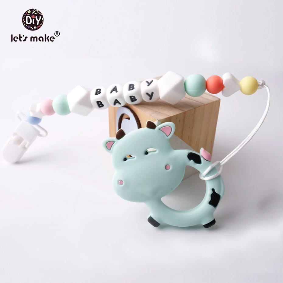 

Let's Make Baby Nursing Pacifier Clips Chew Beads Silicone Milk Cow Baby Teething Toys DIY Dairy Cow Dummy Clip Baby Teether