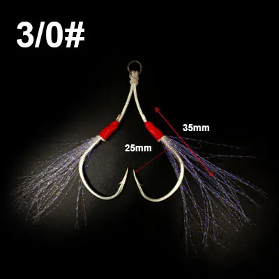 Angelhaken Meer Leucht 1/0 2/0 3/0 Фиш унтерстютзен Хакен доппель фисчерей ангелхакен джиг лангсам Федер фюр ангелн гевиннен - Цвет: Красный