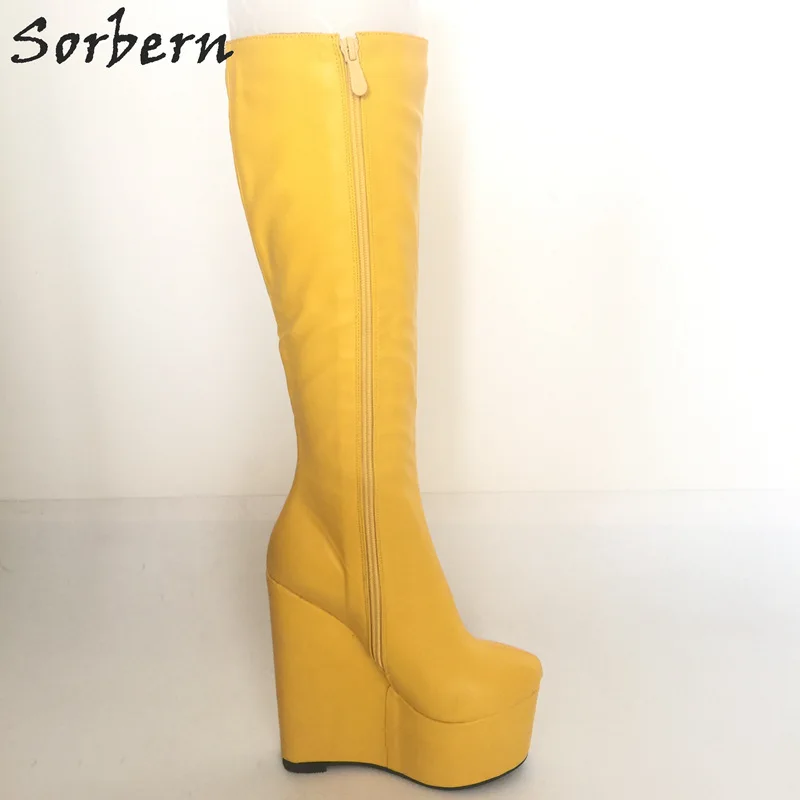 Sorbern Extreme Slim 90Cm Long Boots Cute Round Toe High Heel Stilettos Streched Burlesque Boot