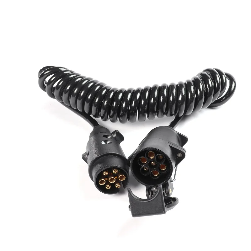 

12v 7 Pin Trailer Plug and Socket with 2.5M Extension coiled spiral Cable for Towing boat Caravan lorry Truck car Accessories