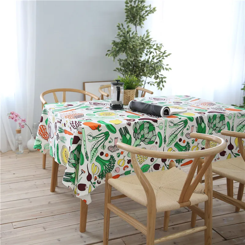 

CITYINCITY Vegetable And Fruit Style White Tablecloth Cotton Printed Rectangular For Home Party Wedding Decoration Customized