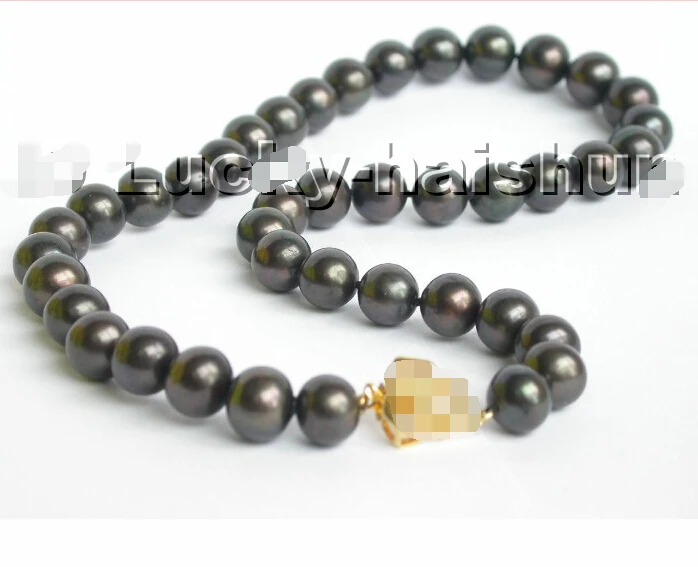 

FREE SHIPPING>>>@@ > Genuine 11mm round black freshwater pearls necklace ^^^@^Noble style Natural Fine jewe &