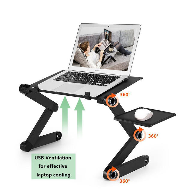 Two Fan Computer Desks Portable Adjustable Foldable Laptop Notebook Lap