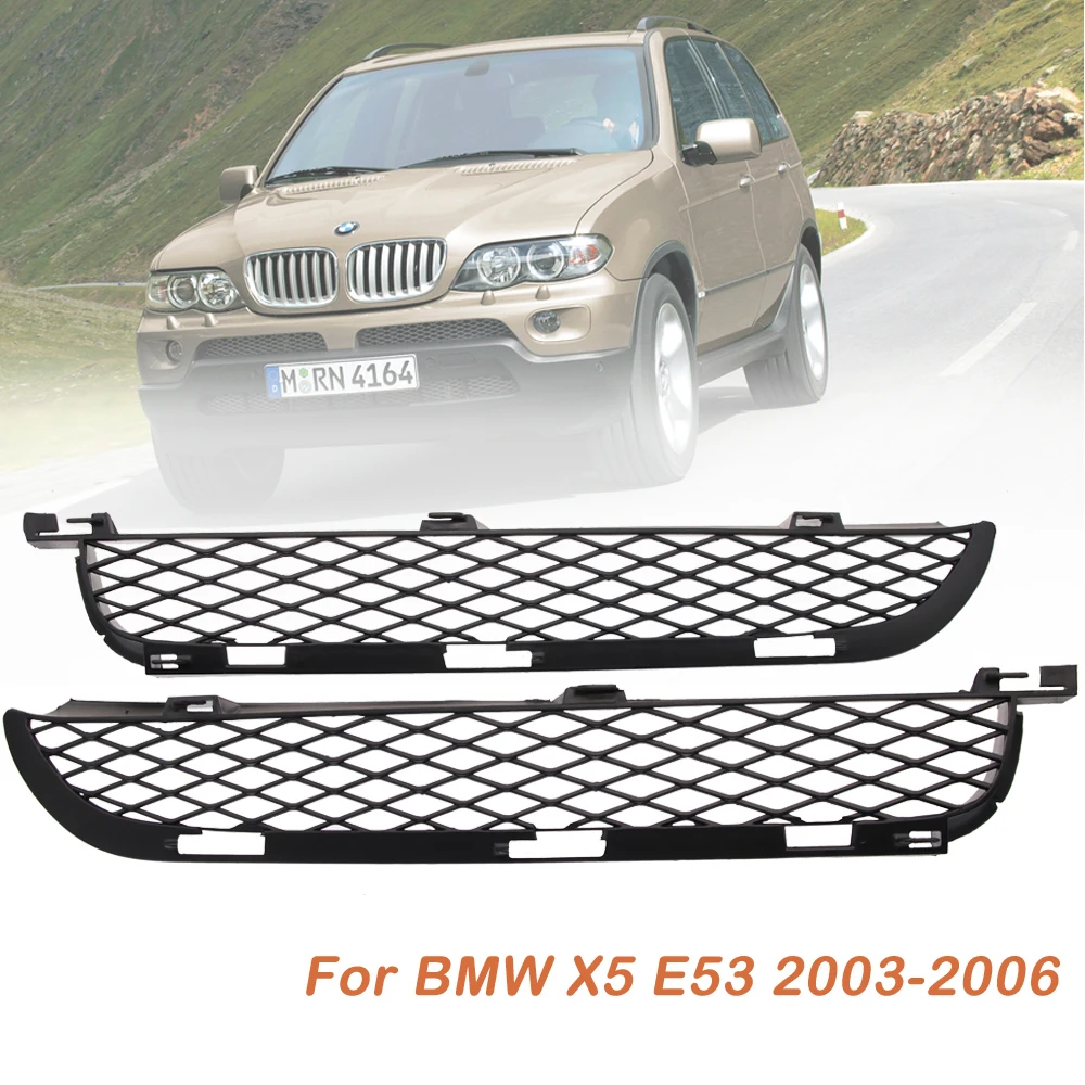 

Pair Black Front Upper Bumper Mesh Grilles For BMW X5 E53 2003-2006 Facelift