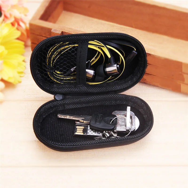 

Earphone Case Bag Carrying Bag Earphone Pouches Cases Black Box USB Cable Key Organizer Earbuds Memory Card accessories bag