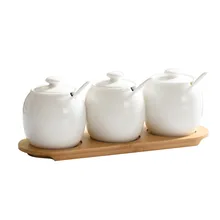 Бытовая сахарница керамическая банка для приправ солонка кухонная приправа банка креативная коробка для хранения сахара с крышкой ложкой JJ468