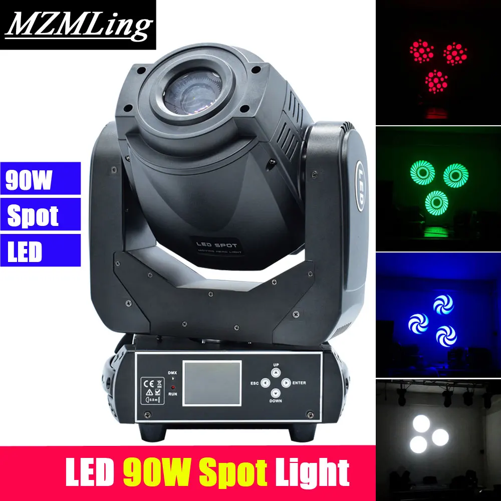 

LED 90w RGBW Spot Light DMX512 Static Gobo + Dynamic Gobo Moving Head Light DJ /Bar /Party /Show /Stage Light LED Stage Machine