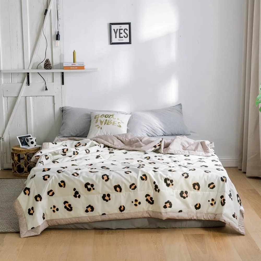 

2019 Brown INS Leopard Print Stitching Comforter Summer Quilt Cotton Fabric Quilting Blanket Twin Full Queen Size Bedspread