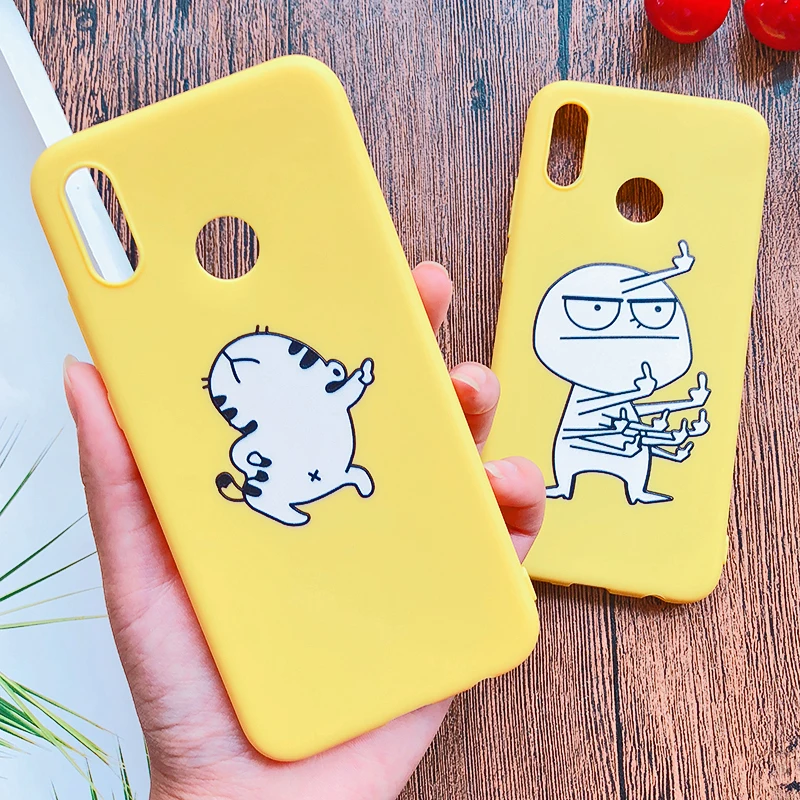 Funny Cartoon Phone Case For Huawei P8 P9 P20 lite 2017 Y5 Y6 Y7 2018 Mate 10 20 lite Cover Cat Abstract Unicorn Middle Finger (9)