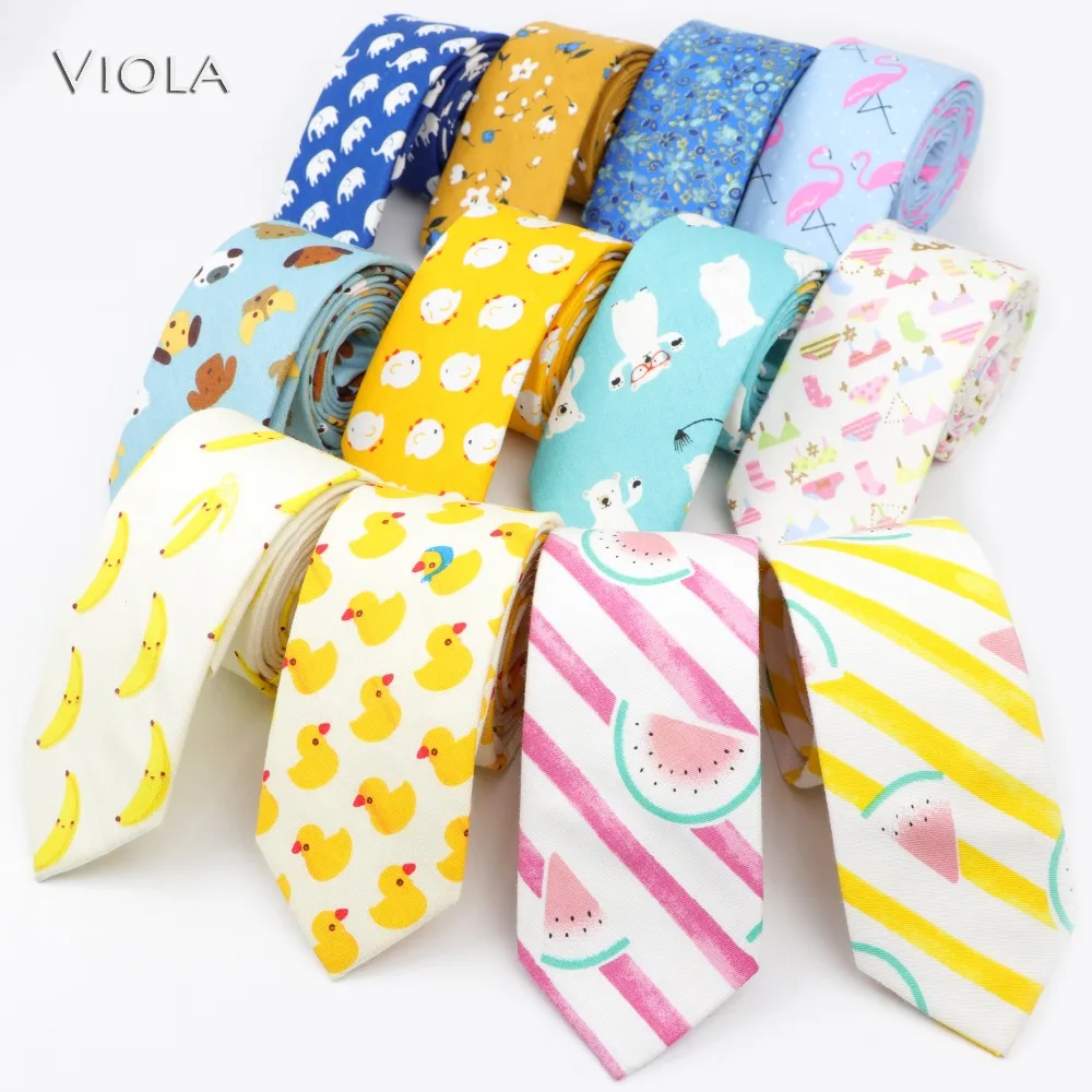 

New Cute Cartoon Printed Fruits Animals 6cm Neck Tie 100% Cotton Women&Men Dress Wedding Butterfly Gift bow tie Cravat Accessory