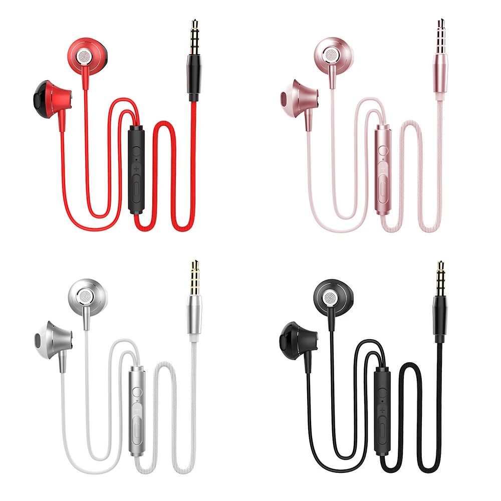 

VirWir In Ear Metal Earphones Stereo Headset 3.5mm Half in-ear Wired Earphone With Microphone for Phones MP3 Computer Headset