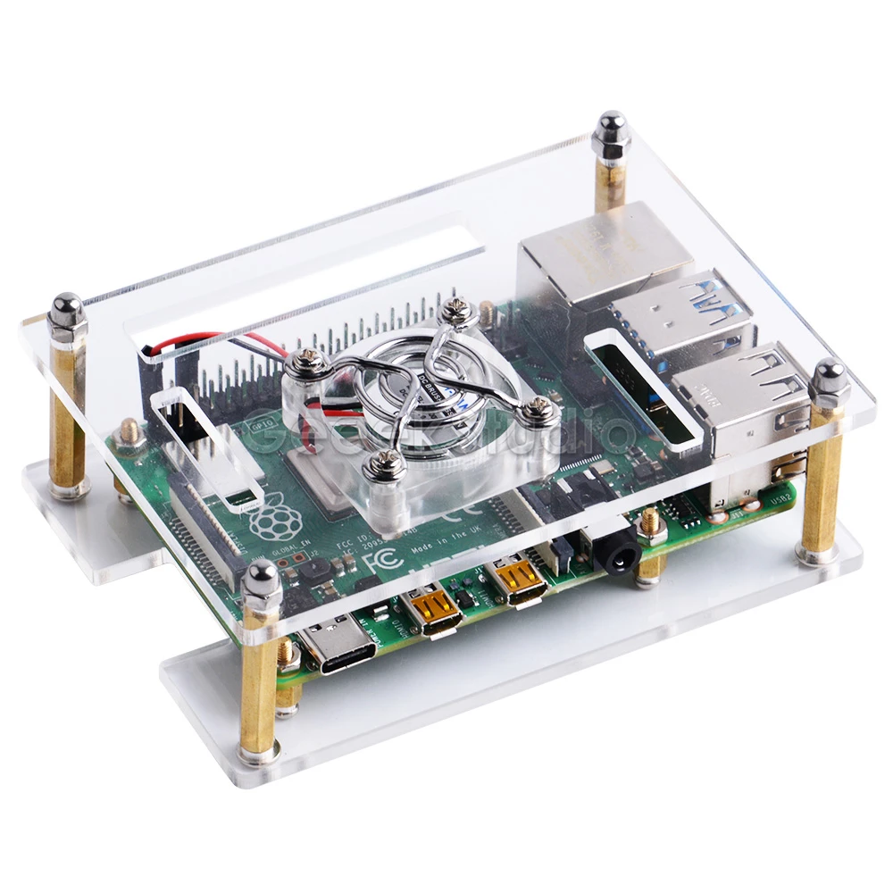 Новинка! Прозрачный/темно-коричневый акриловый чехол для Raspberry Pi 4 модель B, чехол с охлаждающим вентилятором для Raspberry Pi 4B/3B+/3B/2B доска