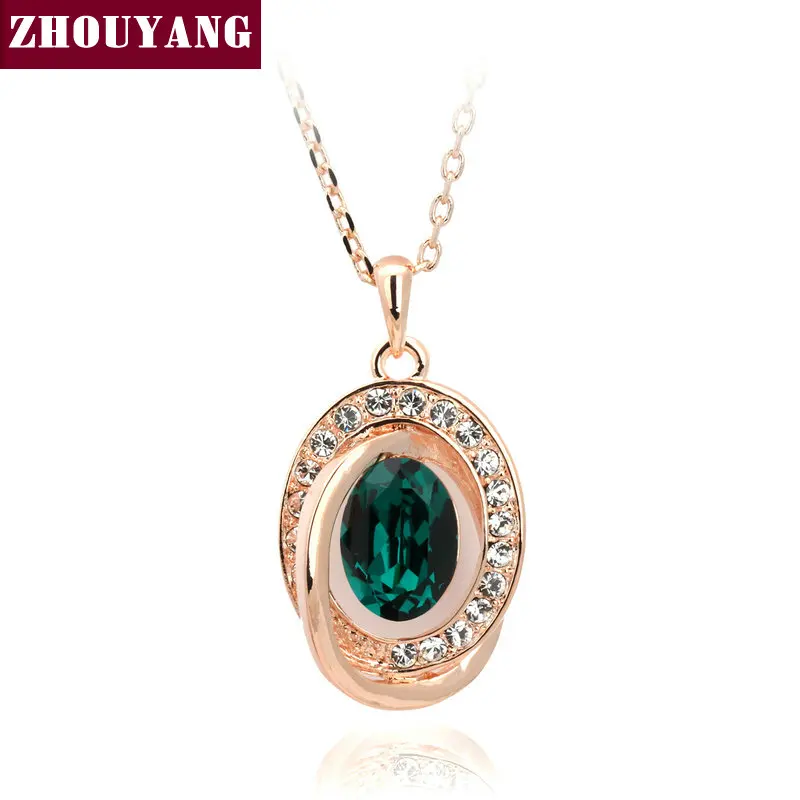 ZHOUYANG Top Quality Luxury Multi CZ Rose Gold Color Fashion Pendant Jewelry Made with Austria Crystal ZYN458 | Украшения и