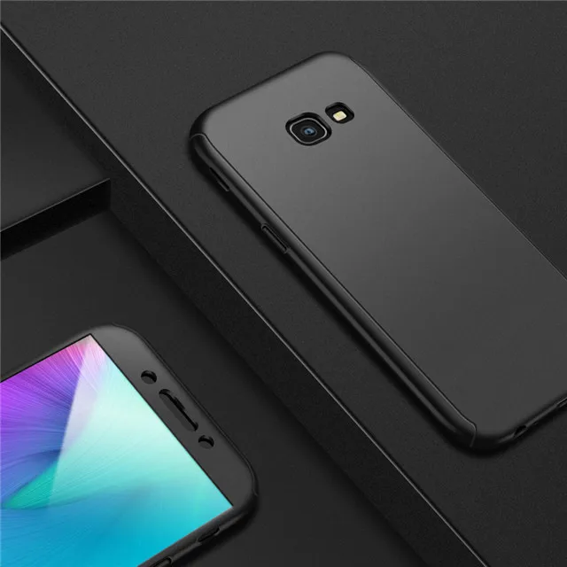 360 полный защитный чехол для телефона для samsung Galaxy A3 A5 A7 J7 J5 A6 A8 плюс чехол для samsung A5 A7 A3 чехол Крышка - Цвет: Черный