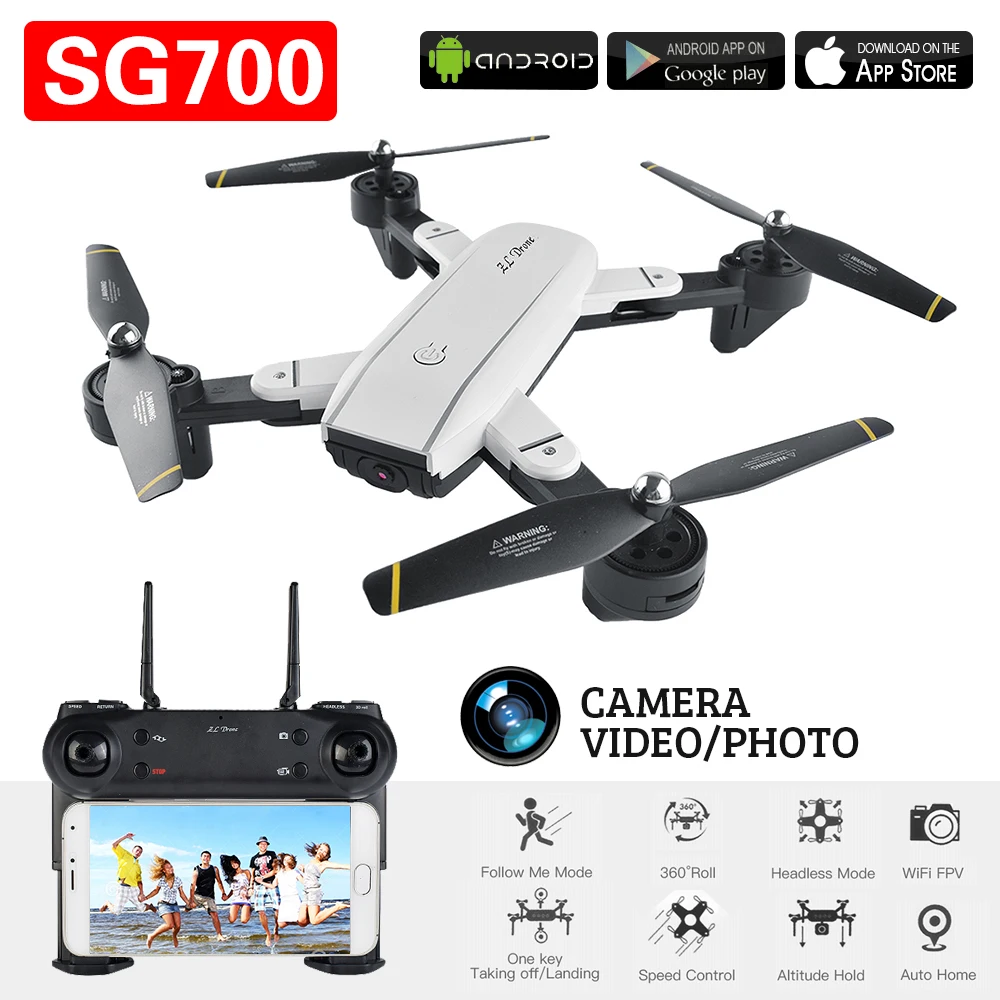 

SG700 FPV RC Quadcopter Fold RC Drone with WiFi Camera 2.4G 4CH 6-Axis RC Helicopter with Headless Mod,Auto Home Toys VS XS809HW