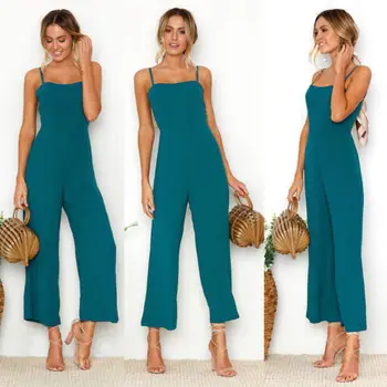

Women Knitting Sleeveless Pants Suspenders Rompers One-Piece Jumpsuits Trousers Size S-XL
