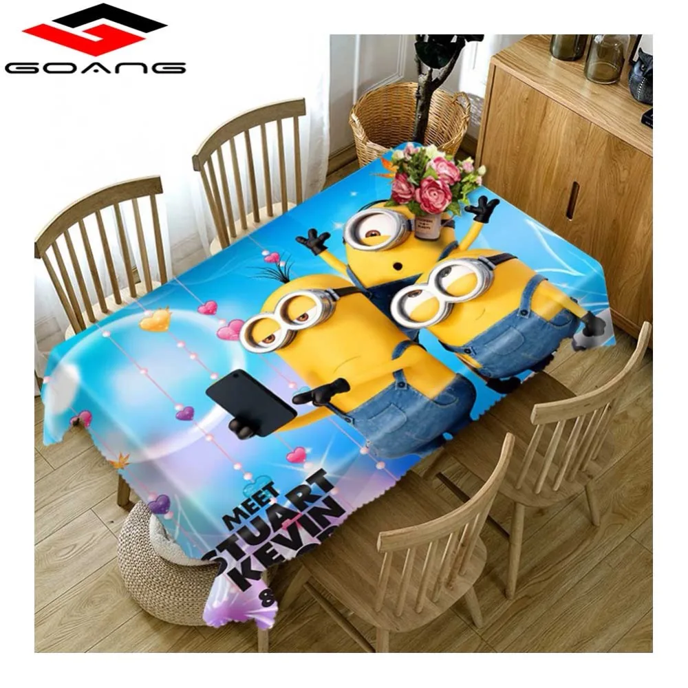 

GOANG 3d tablecloth Cartoon Minions cotton waterproof tablecloths for rectangular table kids birthday party home textiles