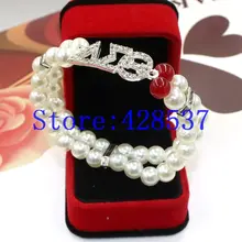 ; ручная работа; DST греческое братство Дельта Сигма Тета 8 мм красный камень многоэтажных свадебные туфли с отделкой жемчугом и прозрачными стразами в виде тканый браслет с бусинами Браслеты