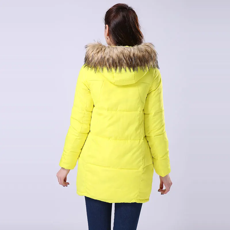 Женская зимняя теплая куртка с капюшоном, толстые длинные зимние пальто на молнии с меховым воротником размера плюс, верхняя одежда с подкладкой