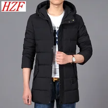 2017 Top Quality Men’s Winter Warm Jacket Casual Outerwear Thick Medium Long Coat Men Parka Hooded Large Size Brand Clothing