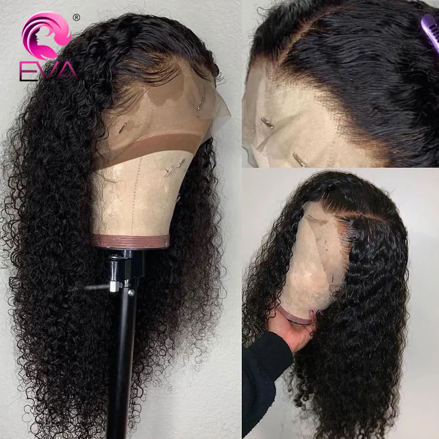 Eva Hair 180% Density 360 Lace Frontal Wig Pre Plucked With Baby Hair Brazilian Remy Human Hair Curly Lace Wigs For Black Women