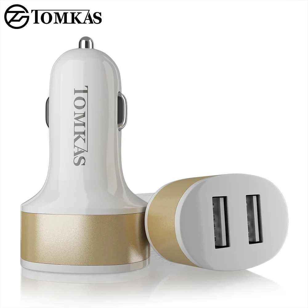 Автомобильное зарядное устройство Tomkas, универсальное автомобильное зарядное устройство с двумя портами USB, зарядное устройство для мобильного телефона 5V2. 1A, usb-адаптер для быстрой зарядки samsung Xiaomi
