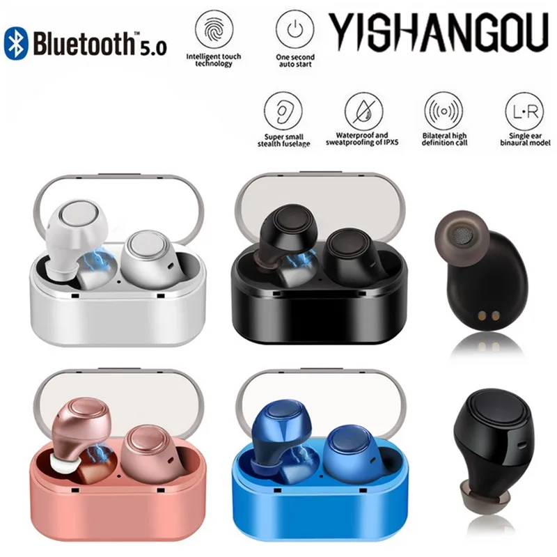 

True Wireless Bluetooth 5.0 Earbuds With Built-in Mic Charging Box Stereo Earphones Mini Wireless Bluetooth Headphone Earphone