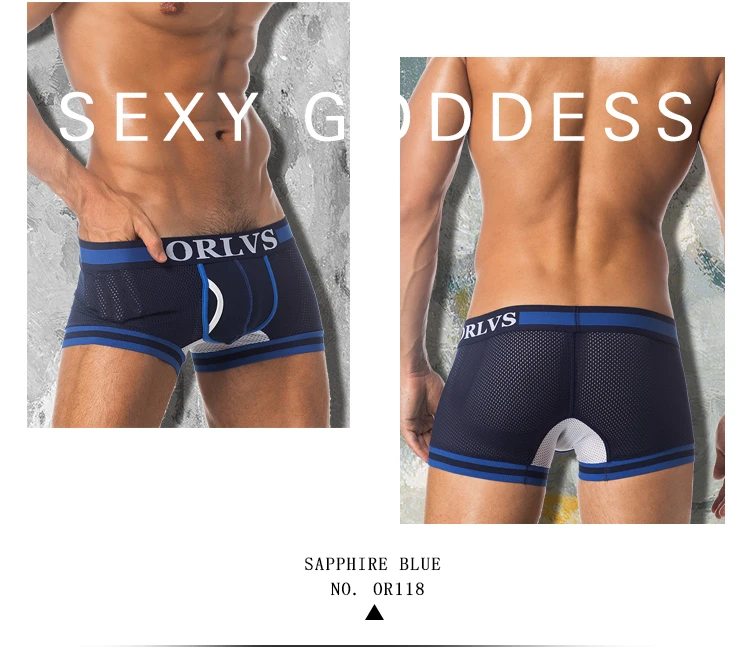ORLVS брендовые сексуальные мужские боксеркороткие сетчатые нижнее белье для геев воздухопроницаемая Домашняя одежда с мешочком для пениса